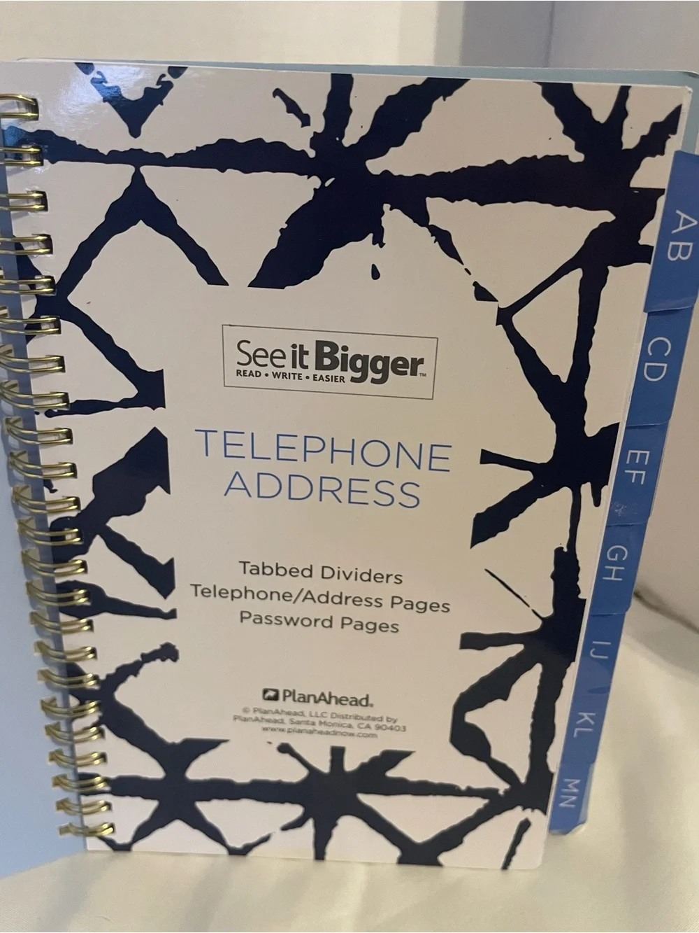 PlanAhead “See It Bigger” Large Print Phone/Address/Password Book – spiral bound